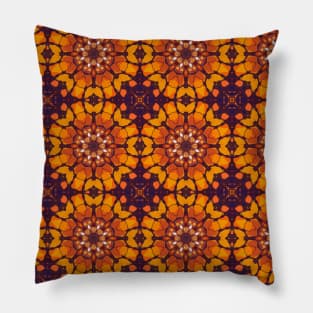 Orange Flower Shapes on Purple Background Repeating Pattern - WelshDesignsTP005 Pillow