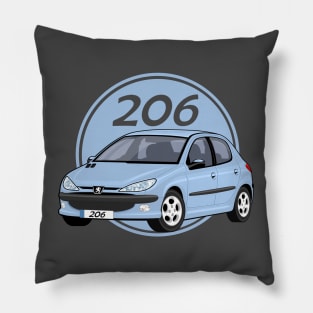car peugeot 206 sporty cartoon vector blue Pillow