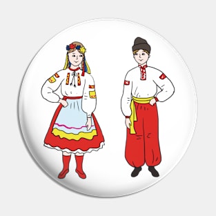 Ukrainians in folk costumes Pin