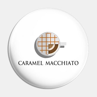 Hot caramel macchiato coffee cup top view in flat design style Pin