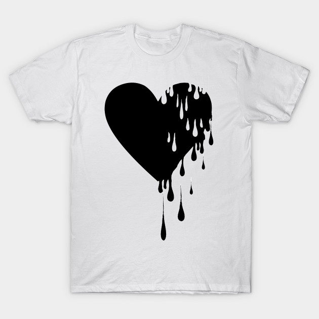 white t shirt with black heart