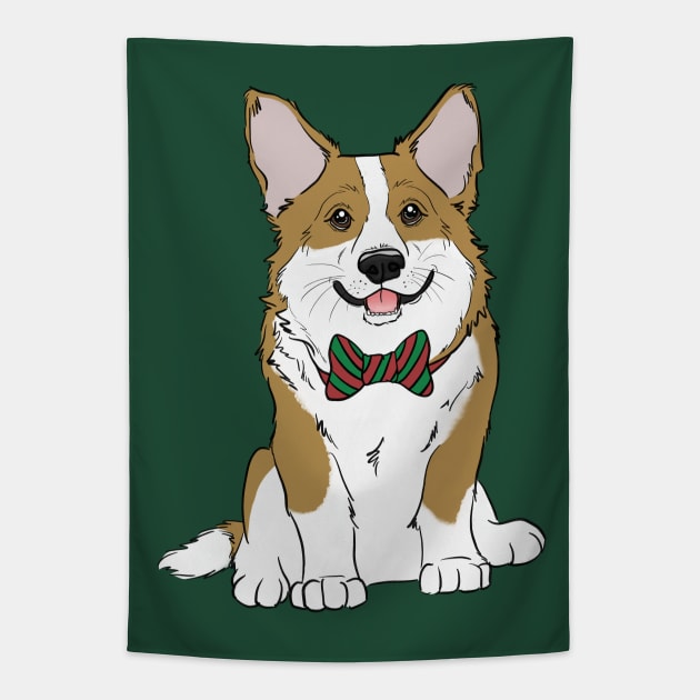 Christmas Corgi Tapestry by rmcbuckeye