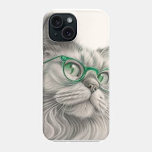 Cat with glasses 0.5 - Pencil Art Phone Case