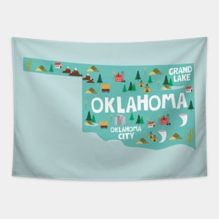 Oklahoma State USA Illustrated Map Tapestry