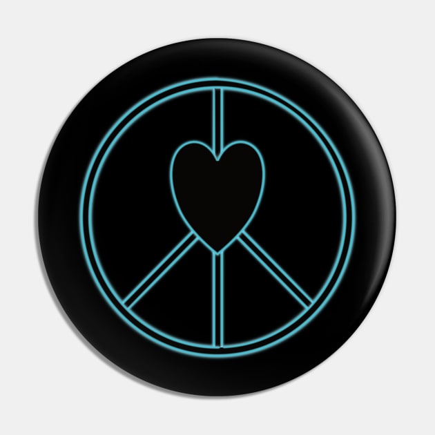 Peace and love - Neon Version Pin by thefriendlyone