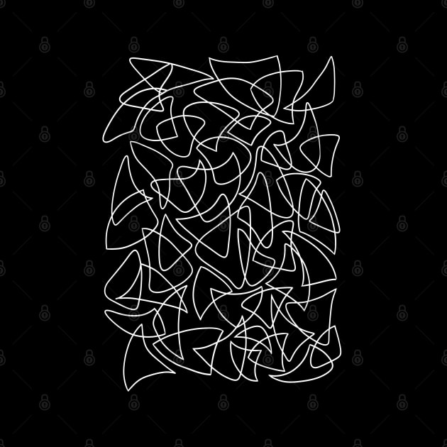 Abstract Overlapping Shapes, Drawing, White on Black by Velvet Earth