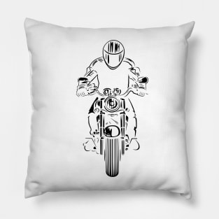 Classic Motorcycle White Pillow