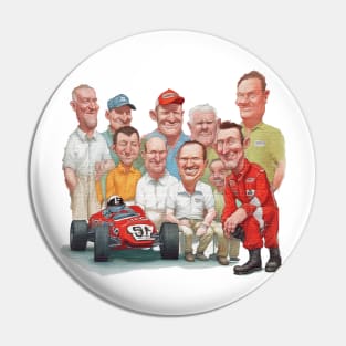 Cartoon race car team Pin