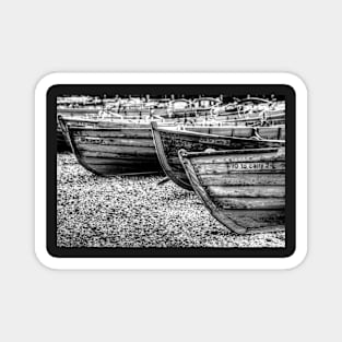 Derwentwater Wooden Rowing Boats Black And White Magnet