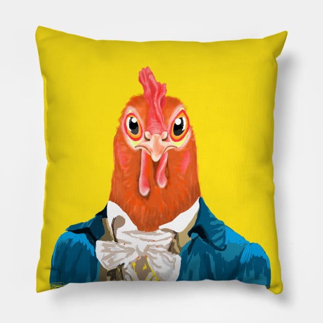 Vintage Chicken Musician Pillow by Spirit Animals 21