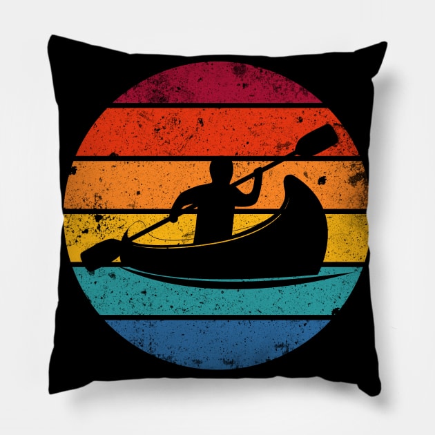 Canoeing retro Design Pillow by Foxxy Merch