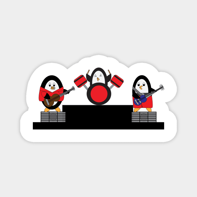 Penguin Music Rock and Roll Band Magnet by Beautiful Cuteness