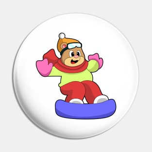 Bear at Snowboarding with Snowboard Pin