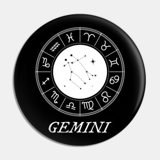 Gemini Zodiac Sign Design With Constellation Pin