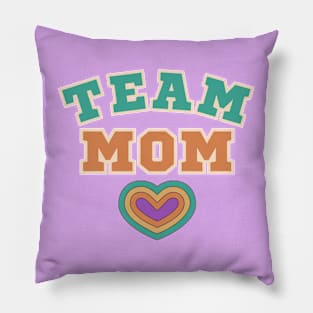 Team Mom Mothers Day Classic Retro Design with Heart Pillow