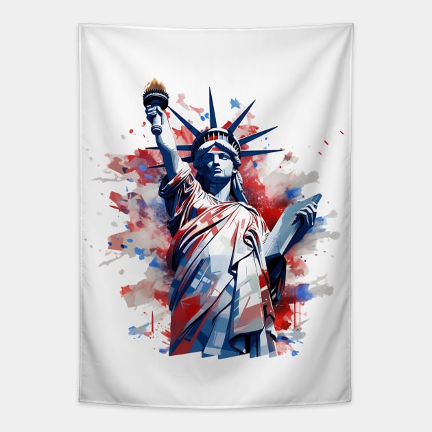 Lady liberty hand coloring Tapestry by skgadgets