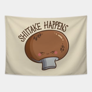 “Shiitake Happens” cute mushroom Tapestry