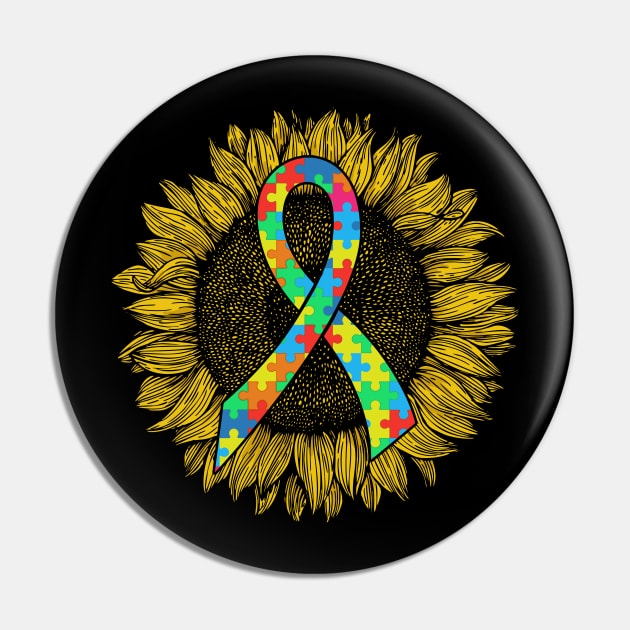 Sunflower cancer awareness Gift For Autism Awareness Pin by cotevalentine