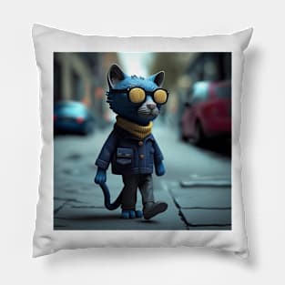 Clay Hipster Cat 1 Pillow