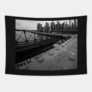 New York City You're Beautiful Brooklyn Bridge NY Black and White Tapestry