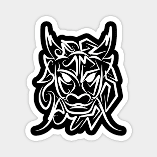 Black and White Tribal Dragon Magnet