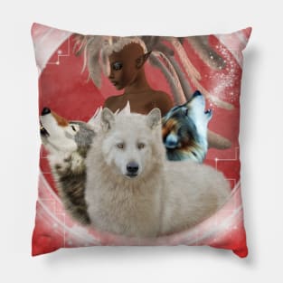 Awesome wolves and wonderful fairy Pillow