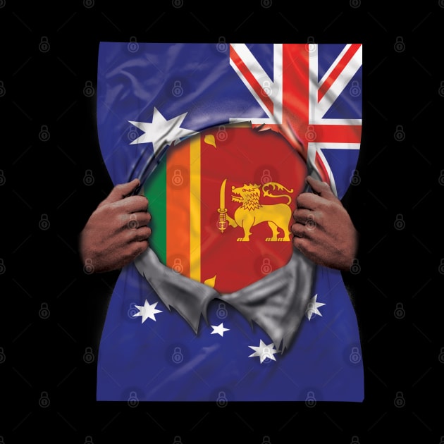 Sri Lankan Flag Australian Flag Ripped Open - Gift for Sri Lankan From Sri Lanka by Country Flags