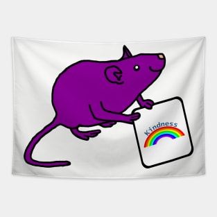 Purple Rat with Kindness Rainbow Sign Positivity Tapestry