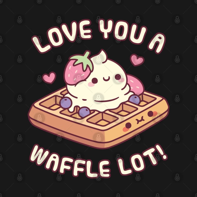 Cute Waffle And Ice Cream Love You A Waffle Lot Pun by rustydoodle