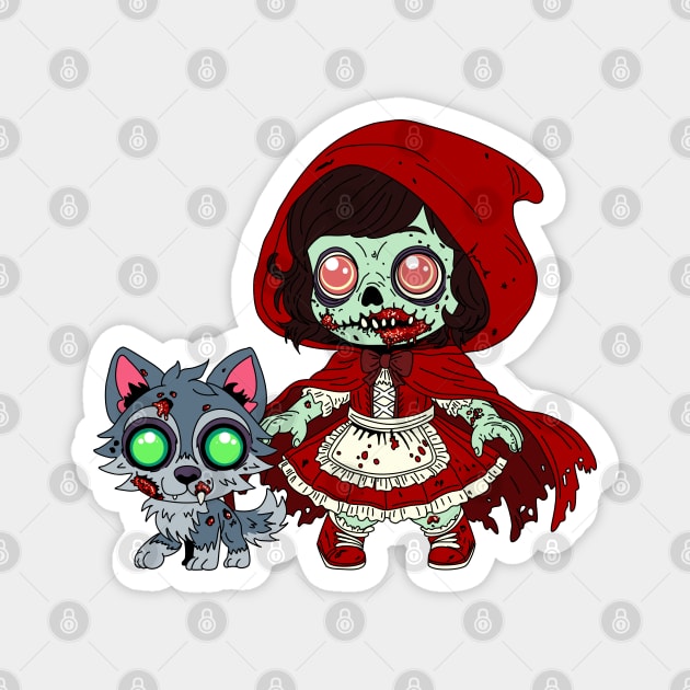 Zombie Red Riding Hood Magnet by H. R. Sinclair