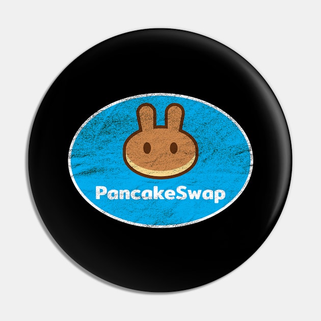 PancakeSwap CAKE Crypto Coin Blue Vintage Oval Pin by TGKelly