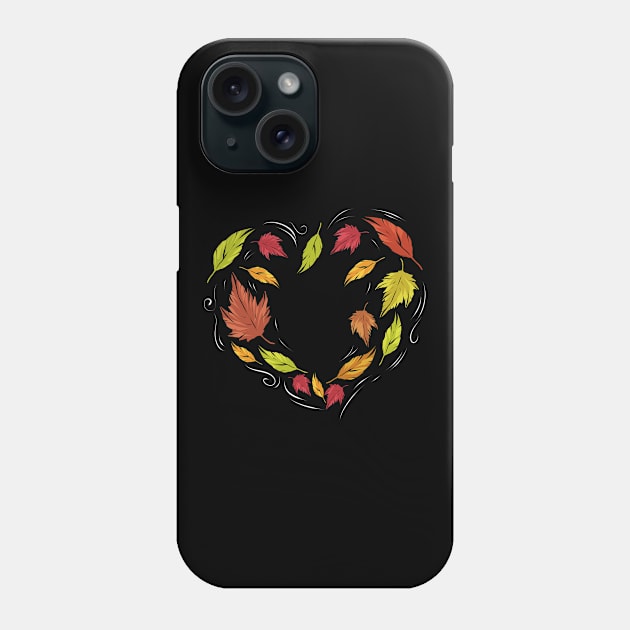 Autumn Leaves Forming Heart For Thanksgiving Phone Case by SinBle