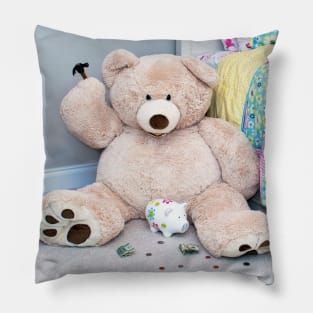 Teddy bear breaks the bank Pillow