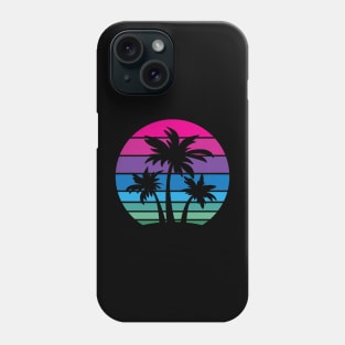 Retro 80s and 90s Tropical Beach Style Palm Tree Sunset Design Phone Case