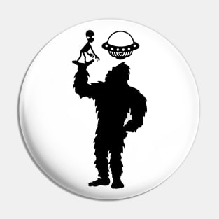 Bigfoot Ufo Silhouette Funny Alien Pin