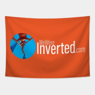 We Were Inverted Logo | Blue Circle | White Text Tapestry