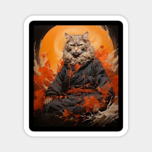 Cat - Japanese Art Japan Martial Arts - Mountain Sun Wave Magnet