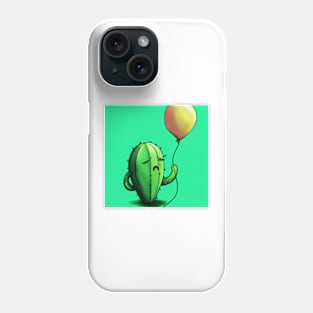 Sad cactus with a balloon Phone Case