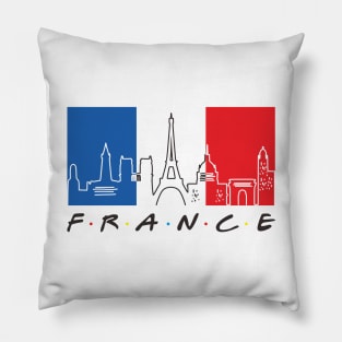 france flag and skyline Pillow