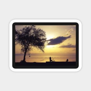 Golden sunset-Fisherman Silhouette Magnet