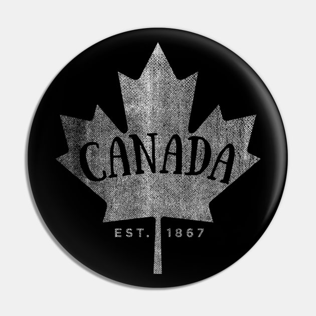 Canada Maple Leaf design - Canada Est. 1867 Vintage Script Pin by Vector Deluxe