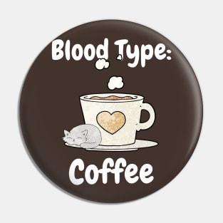 Blood Type Coffee Cat Pin