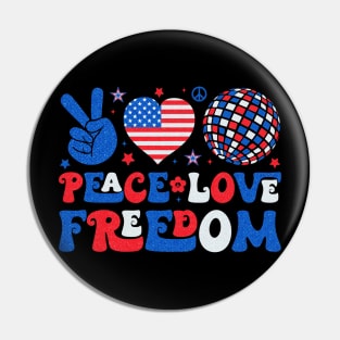 Peace Love Freedom Retro American Pride Festive July 4th Pin