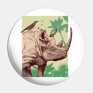 Jungle friends - Oxpeckers and Rhinoceros Pin