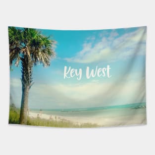 Beautiful photography of Key West Florida blue sky palm tree landscape USA nature lovers Tapestry