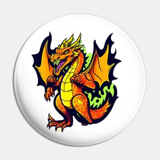 Cartoon fire dragon Pin