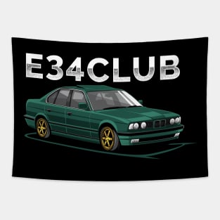 E34 CLUB - E34 Car Illustration Tapestry