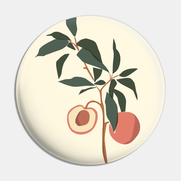 Lovely Peaches Modern Minimalistic Illustration Pin by NJORDUR