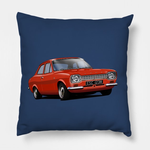 Ford Escort Mk 1 in carnival red Pillow by candcretro