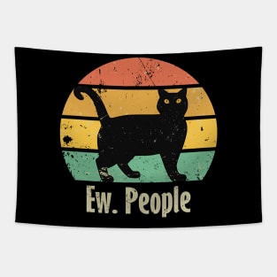 Funny Ew People Black Cat Tapestry